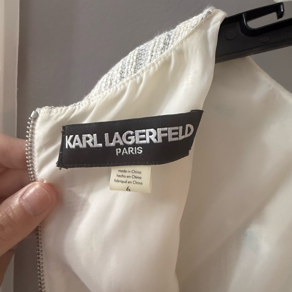 Karl Lagerfeld Textured Cream Midi Dress - Picture 3 of 7